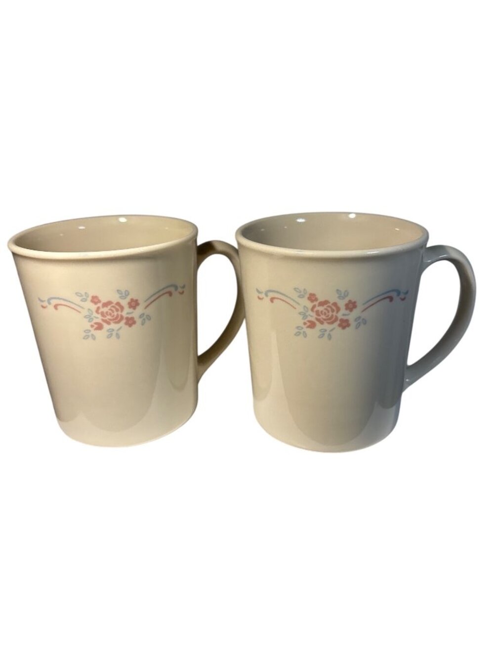 Corning Corelle English Breakfast Mugs Floral Beige With Pink & Blue Pattern